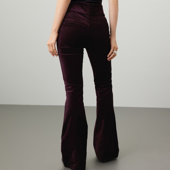 PAIGE Lou Lou Black Cherry Velvet Pants, 6 - Picture 2 of 10